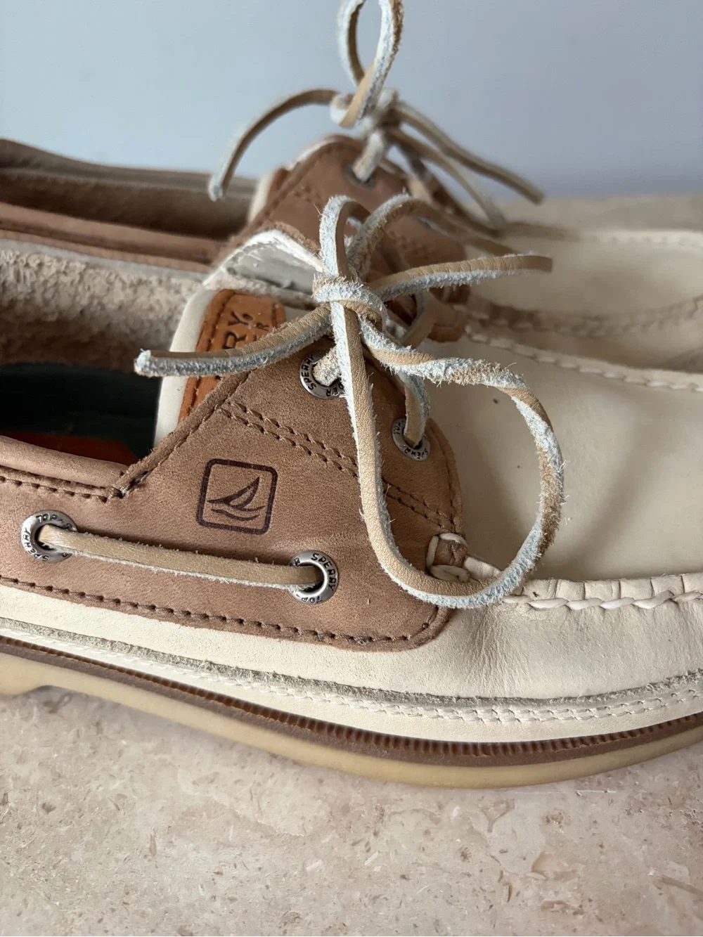 Sperry Top Sider Mako Collection Boat Shoes Men’s Size 9.5 Oyster Taupe Leather